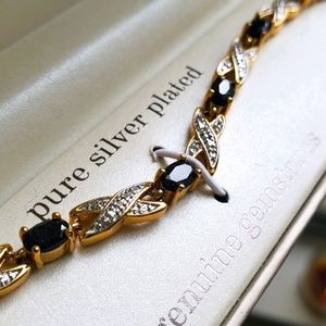 Genuine Sapphire Diamond Gold Bracelet